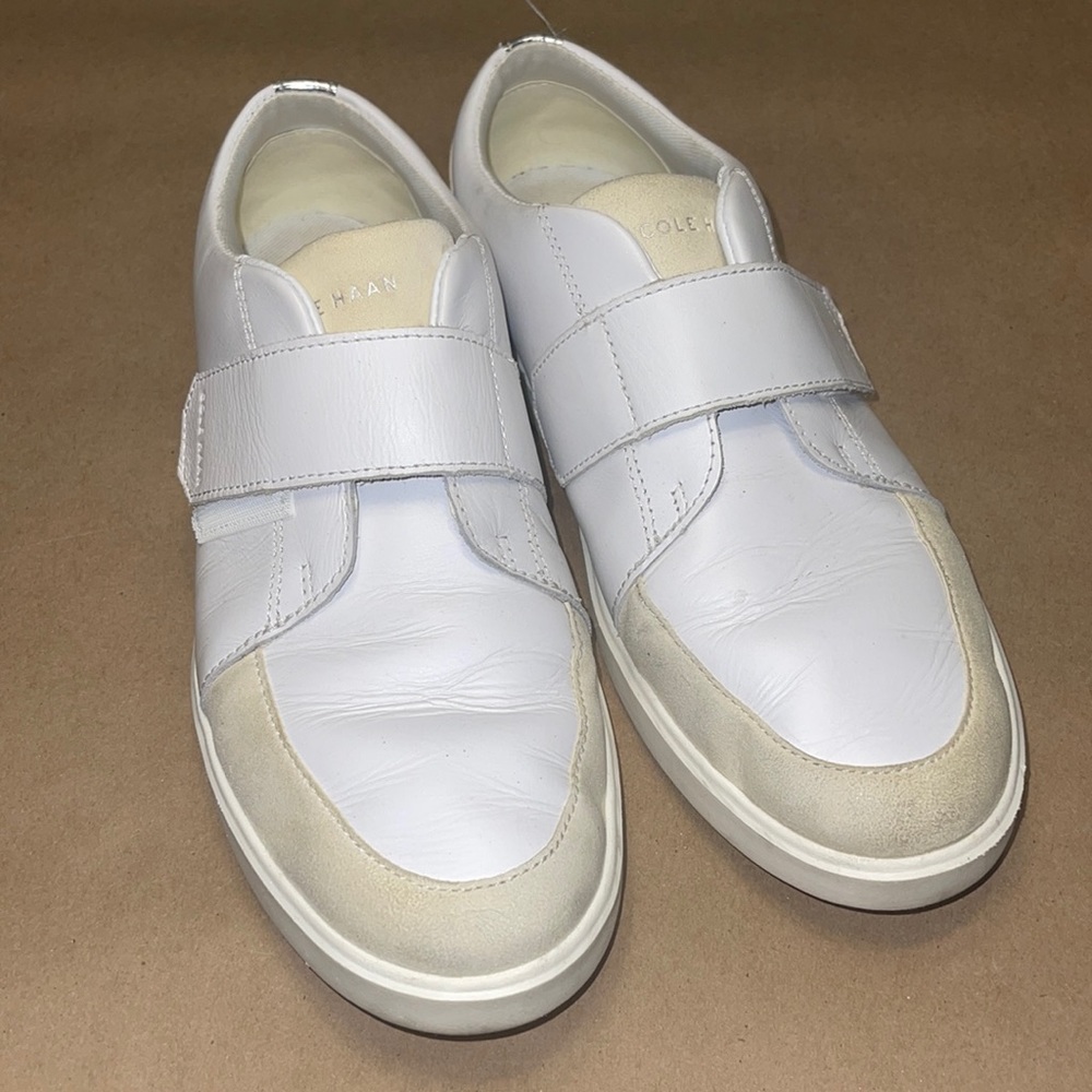 COLE HAAN White Grand Crosscourt Monk Strap City Sneakers